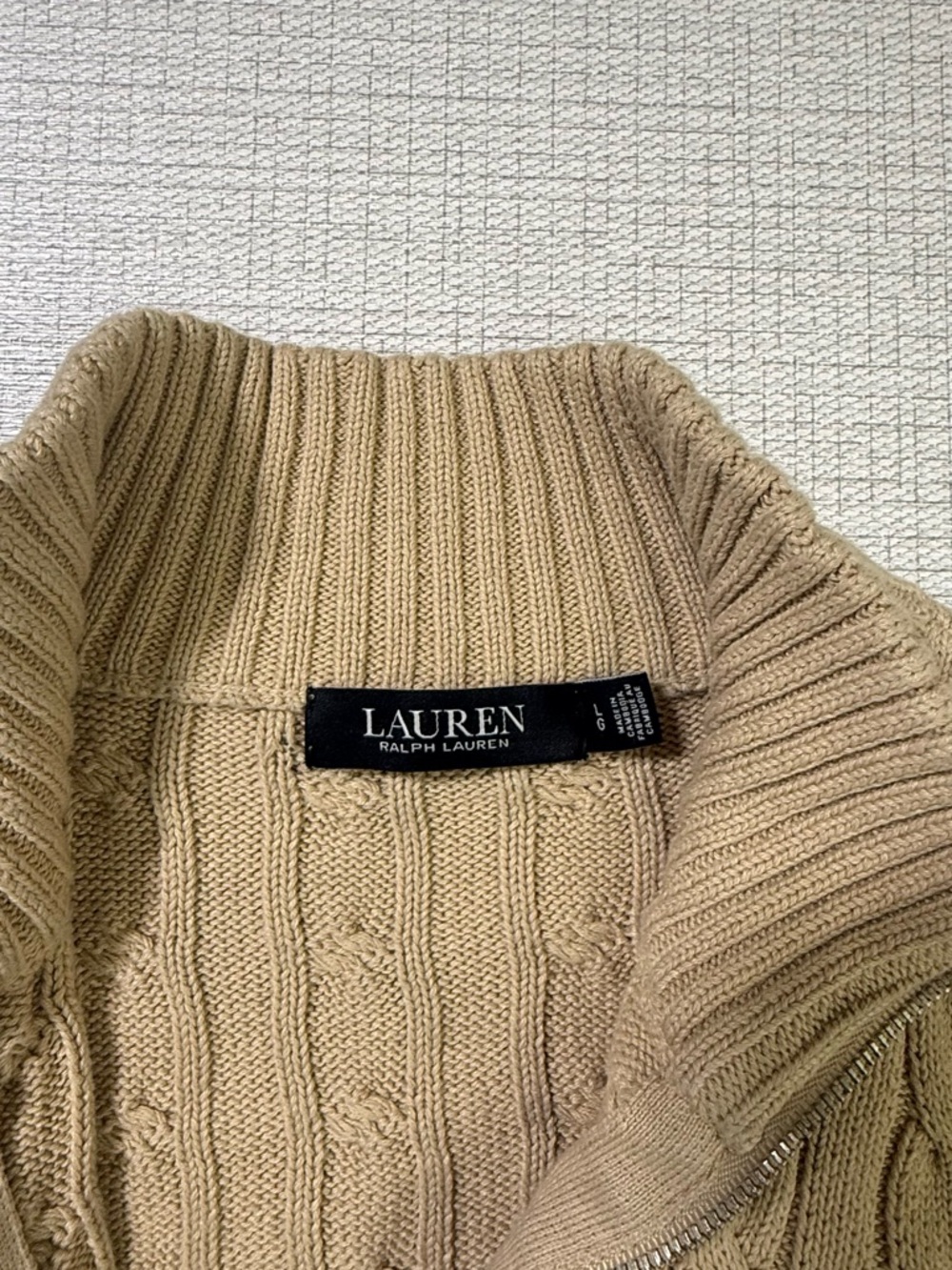 Ralph Lauren Cable-Knit Zip Cardigan in Taupe - Picture 7 of 7